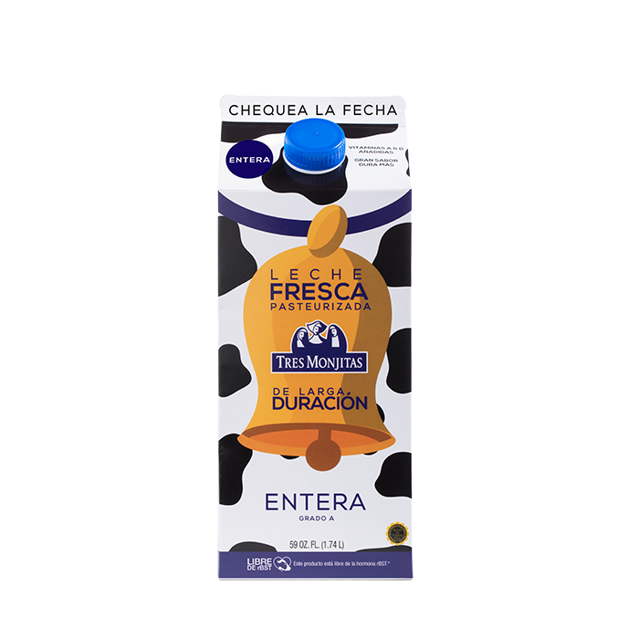 Tres Monjitas Leche Fresca de Larga Duración Entera 59 Oz